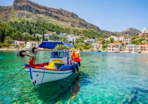 Harbour view in Kastellorizo Island. Katellorizo is populer tourist destination in Greece.