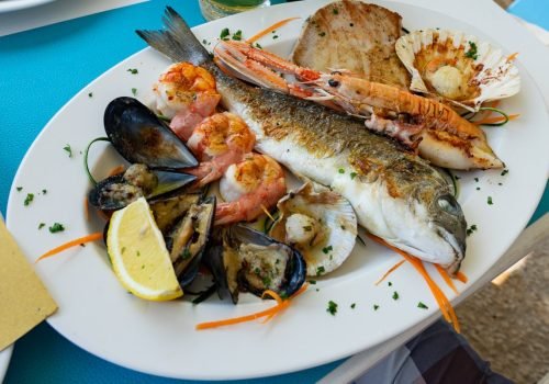 seafood fish platter in Valun Cres island Croatia
